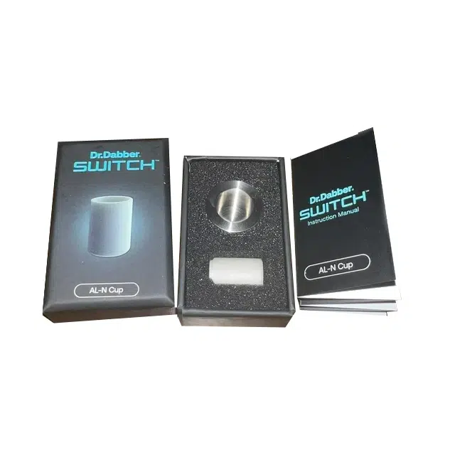 The Dr. Dabber Switch ALN induction cup comes with a titanium base, ALN insert, and an ALN instruction manual on how to use it best
