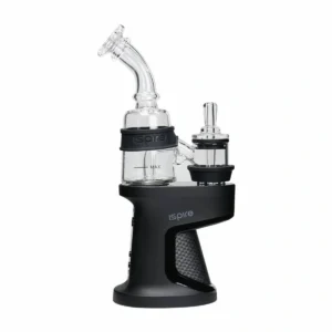 Ispire Daab E-Rig Kit black induction electric rig side profile view showing borosilicate glass water pipe