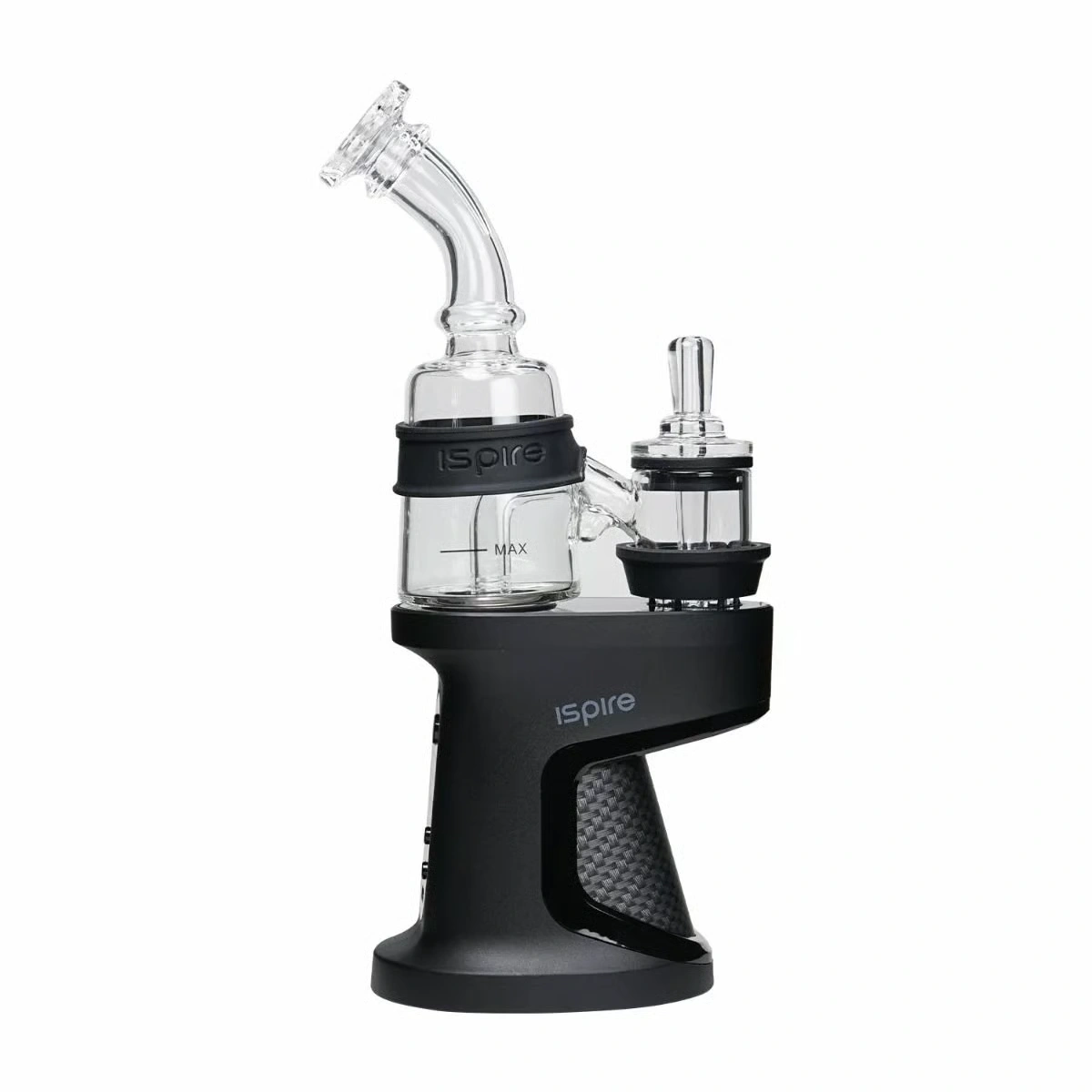 Ispire Daab E-Rig Kit black induction electric rig side profile view showing borosilicate glass water pipe