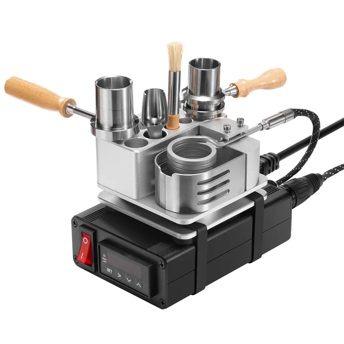 Crossing Tech One Hit Wonder V2 Desktop Vaporizer System PID Temperature Controller Stand Wooden Handles
