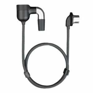 Puffco Peak Pro Link extension whip cable with braided black cord and stainless steel joints