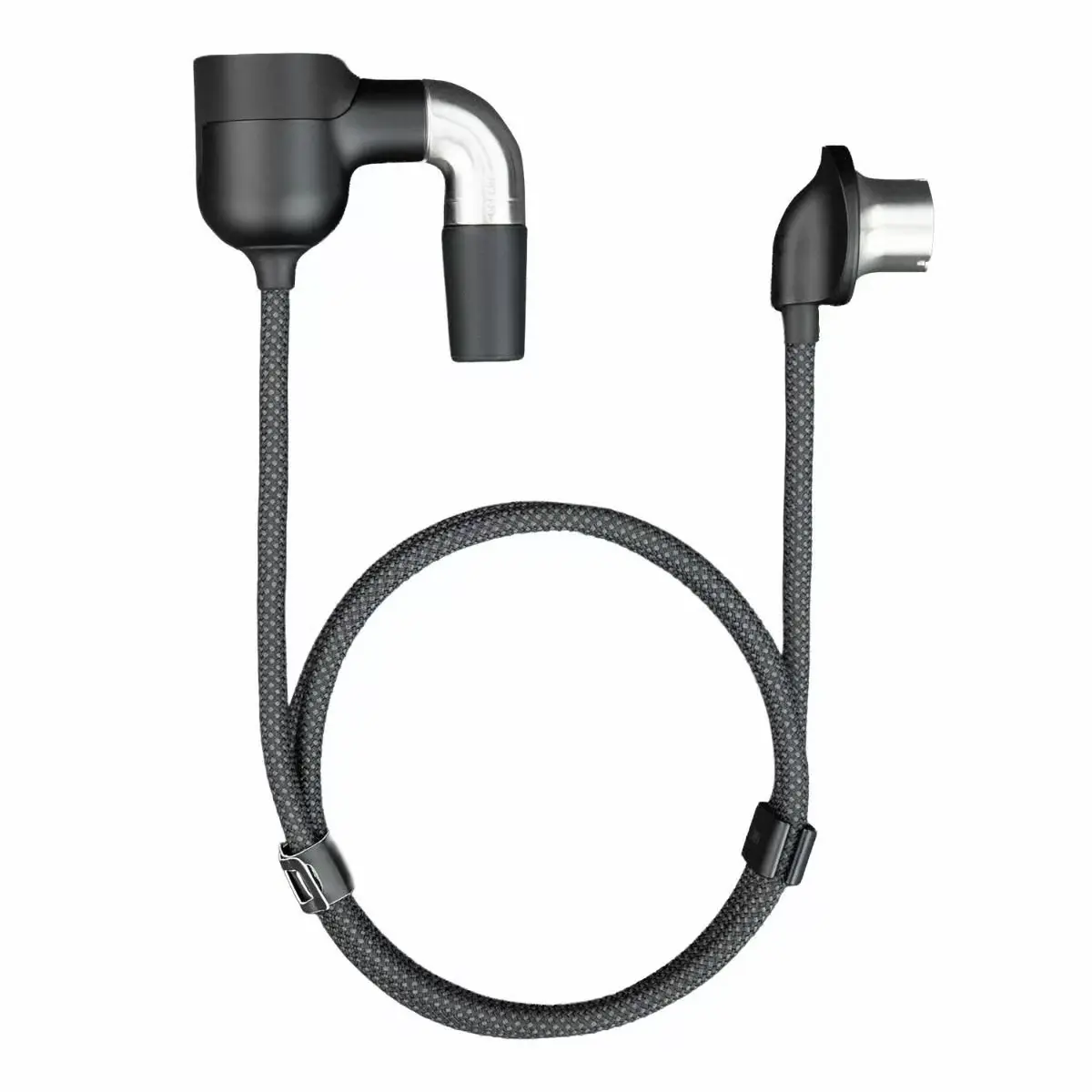 Puffco Peak Pro Link extension whip cable with braided black cord and stainless steel joints