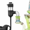 Puffco Peak Pro Link whip adapter connecting Peak Pro base to custom green glass water pipe rig