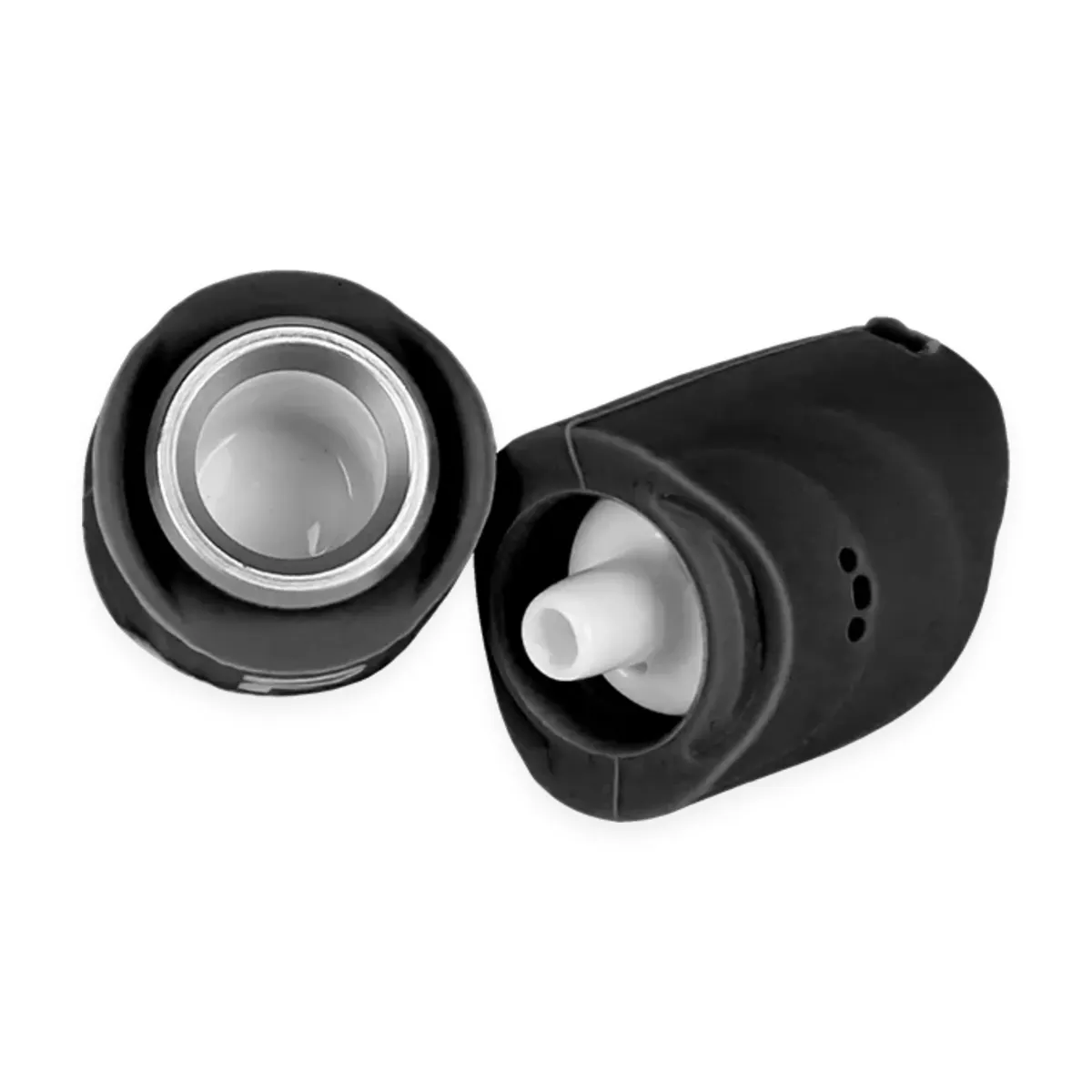 Pulsar 510 Delta Wax Atomizer Disassembled Showing Ceramic Heating Bucket and Silicone Cap Interior