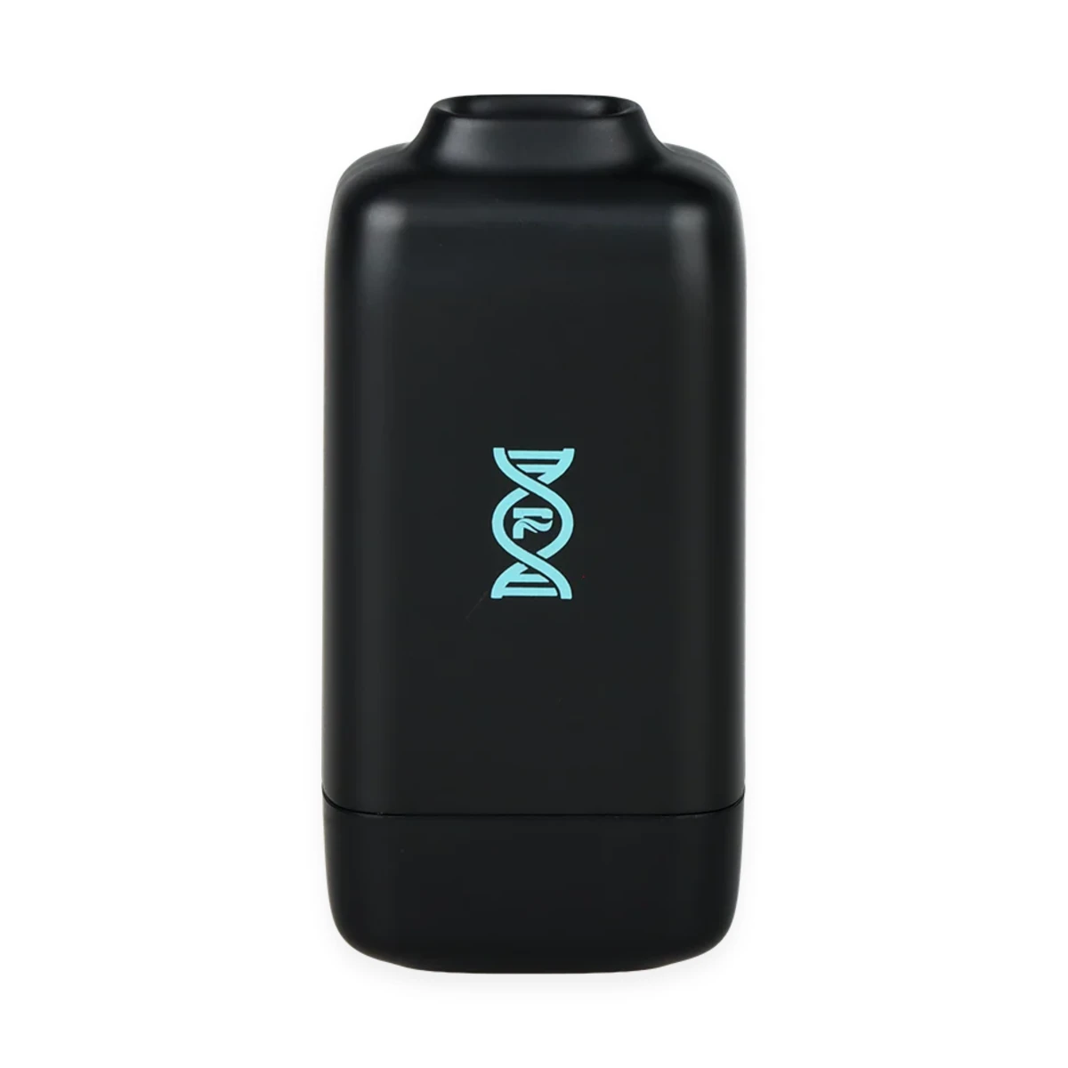 Black Pulsar Core personal air filter front view with turquoise logo and raised mouthpiece
