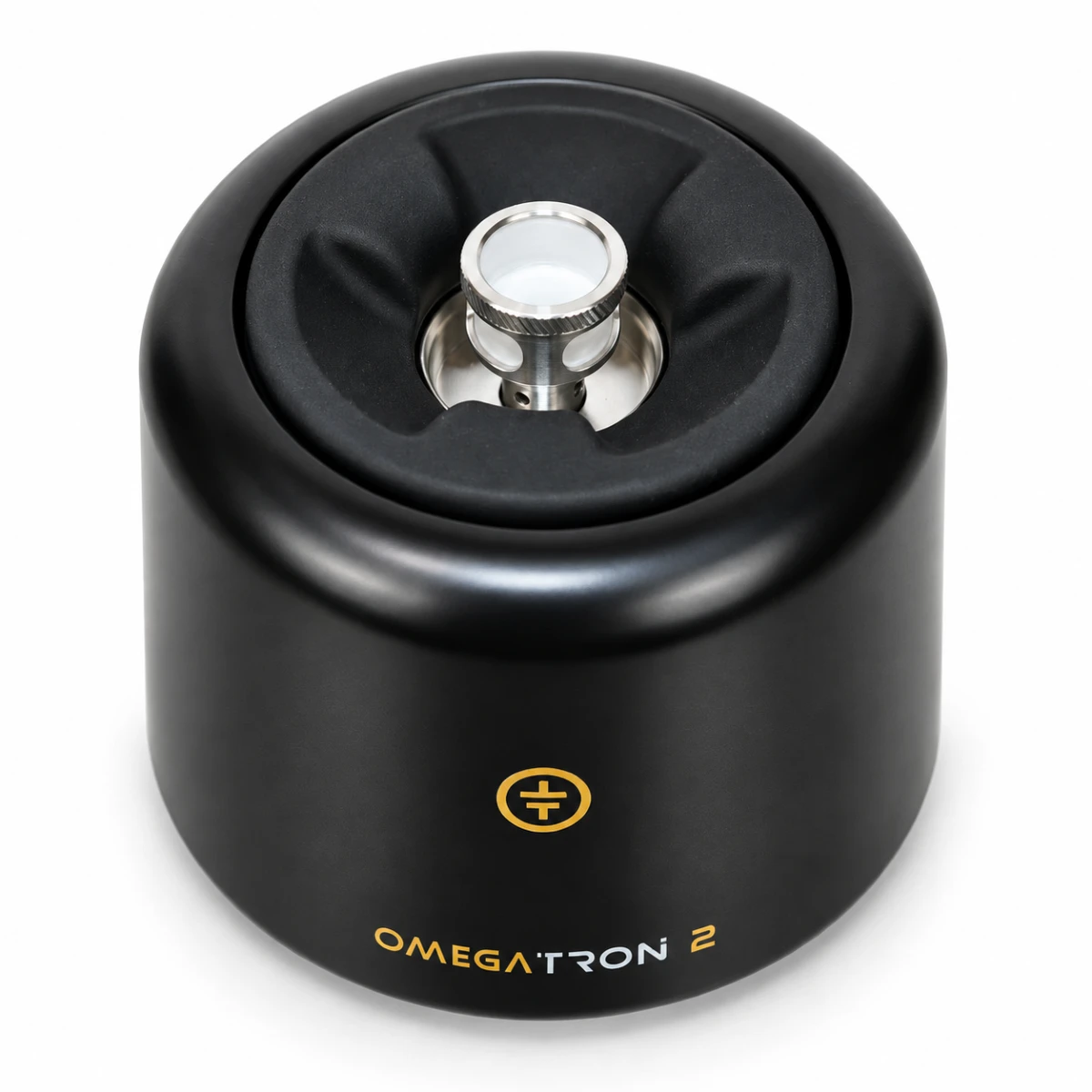 Top-down view of Tronian Omegatron 2 black vaporizer base with heating element
